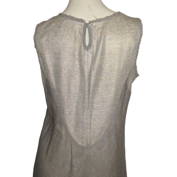 ab Nahlik sleeveless metallic shimmer beige and light gold sleeveless dress M 40 - Picture 10 of 12